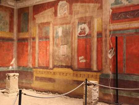 Roman Frescoes in the Room of the Masks inside the House of Augustus on the Palatine Hill in a Rome Super Sites Tour