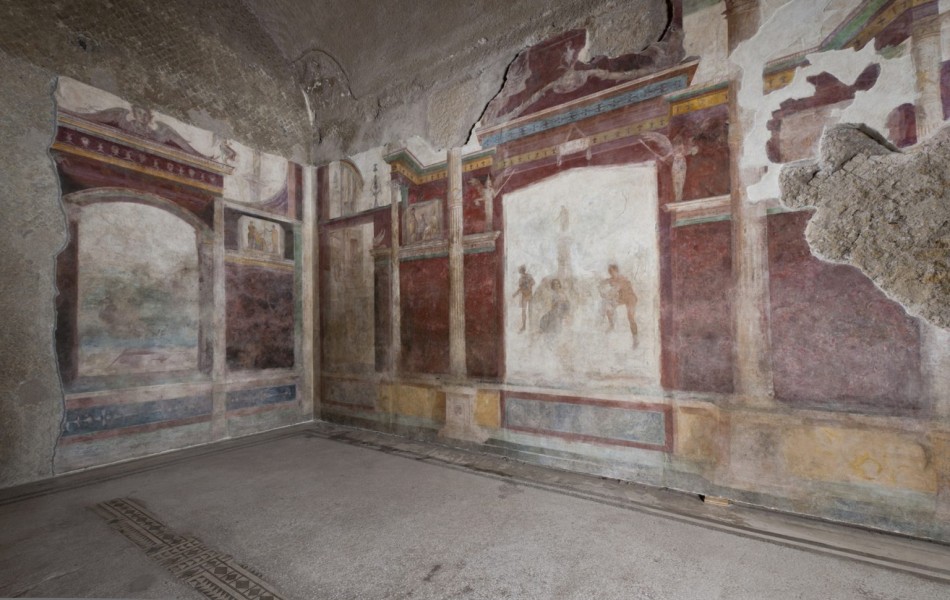 Antichi affreschi romani dentro la Casa di Livia sul Palatino