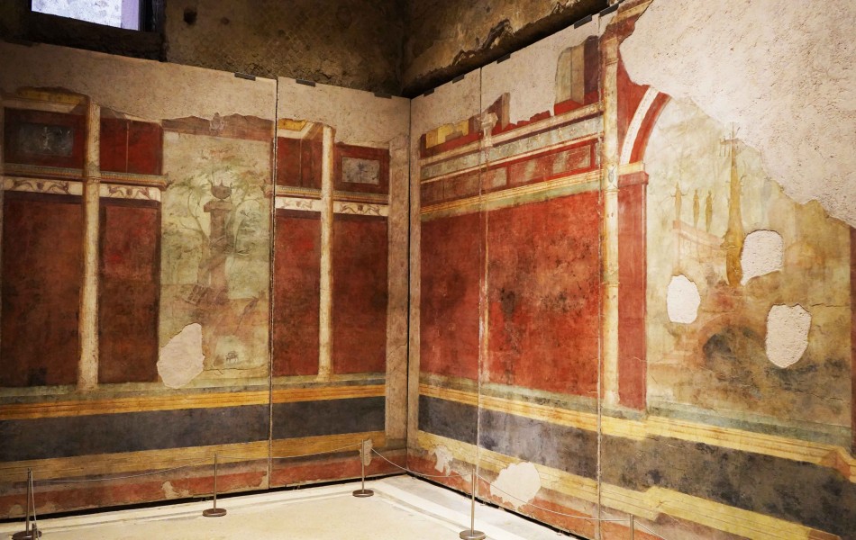 Ancient Roman Frescoes inside the House of Livia on the Palatine Hill